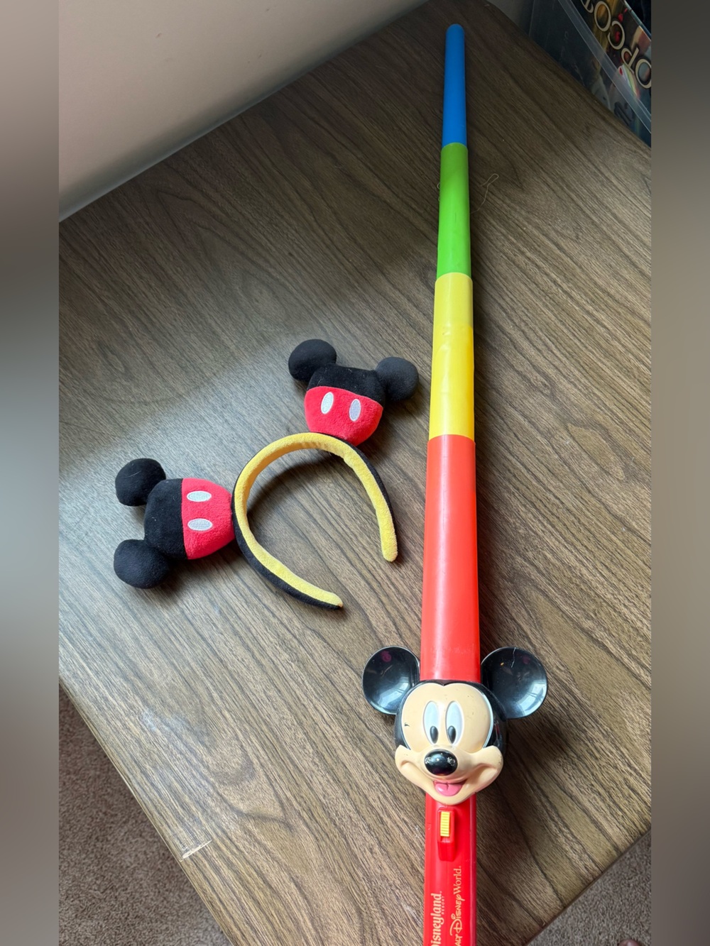 Disney Mickey Mouse vintage Plush Ear Headband in Red, Black & Yellow wand